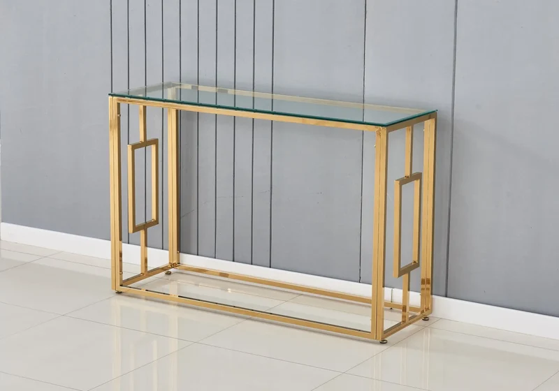 Console dorée en verre trempé - Glory
