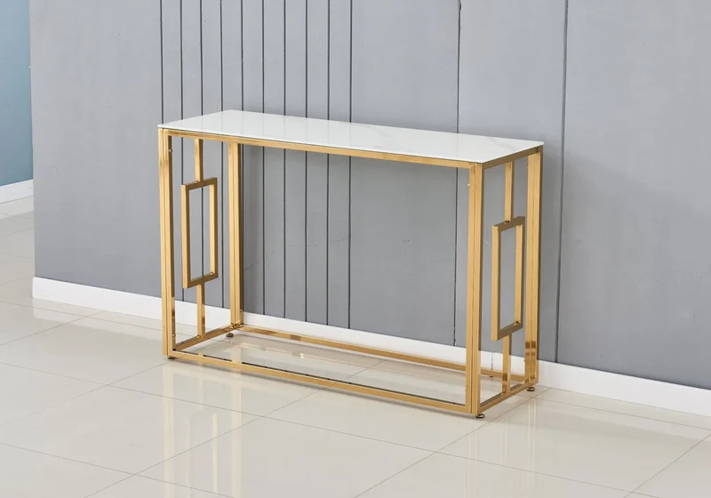 Console dorée marbre blanc - Glory