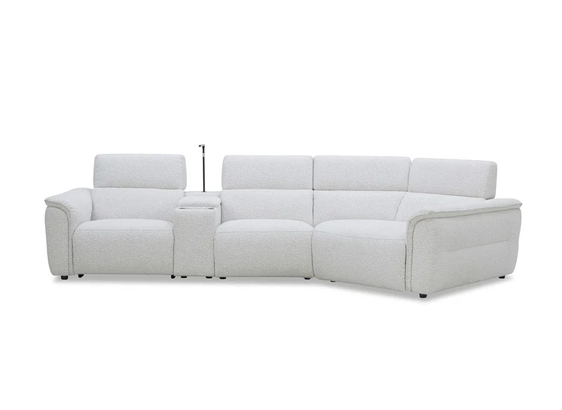 Canapé d'angle relax en tissu bouclette doux beige MARINA - Angle droit