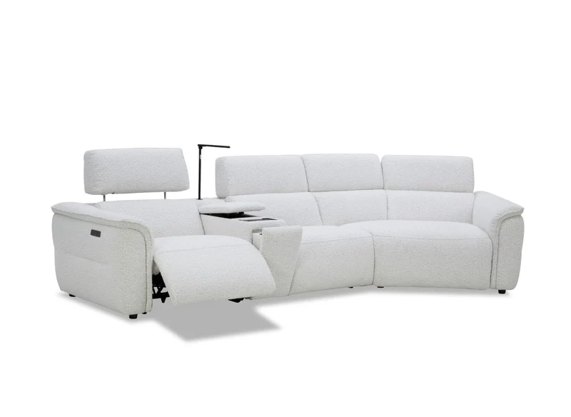 Canapé d'angle relax en tissu bouclette doux beige MARINA - Angle droit