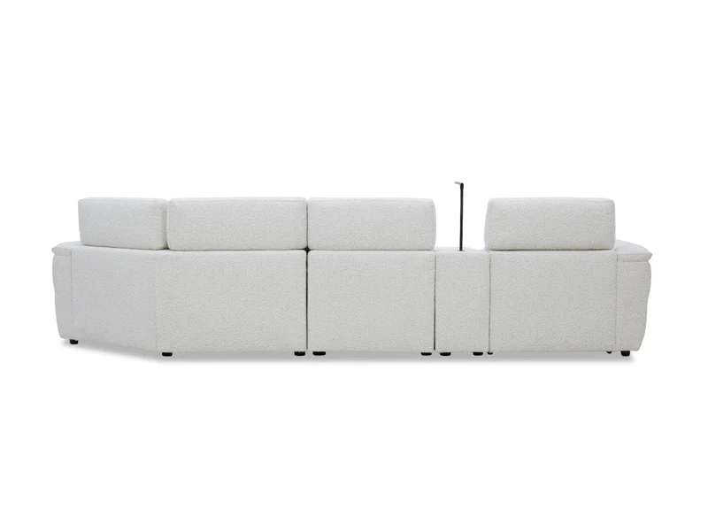 Canapé d'angle relax en tissu bouclette doux beige MARINA - Angle droit