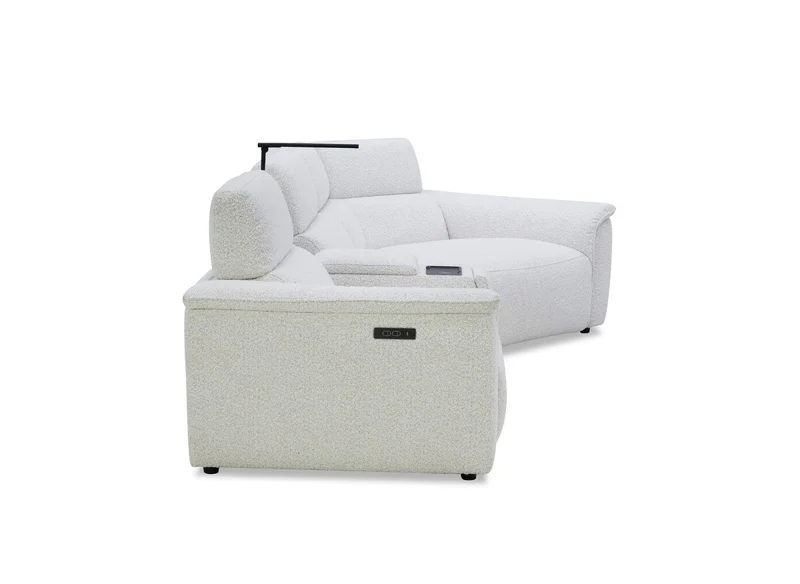 Canapé d'angle relax en tissu bouclette doux beige MARINA - Angle droit