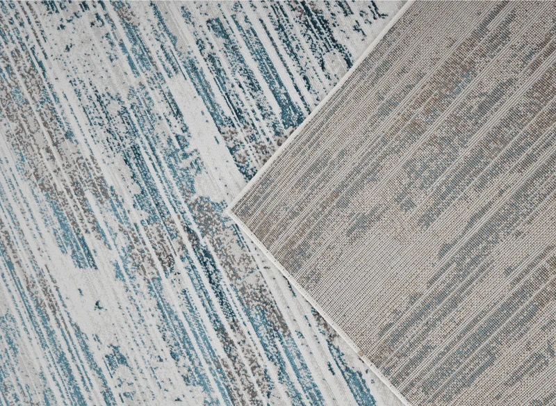 Tapis motif abstrait beige et bleu 200 x 290 cm AURORA