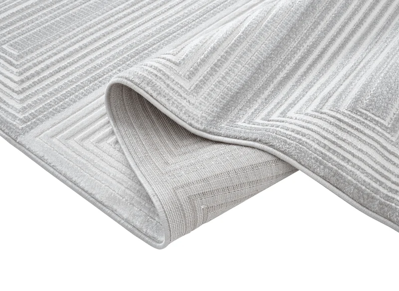 Tapis graphique art déco gris et blanc 200 x 290 cm HALL