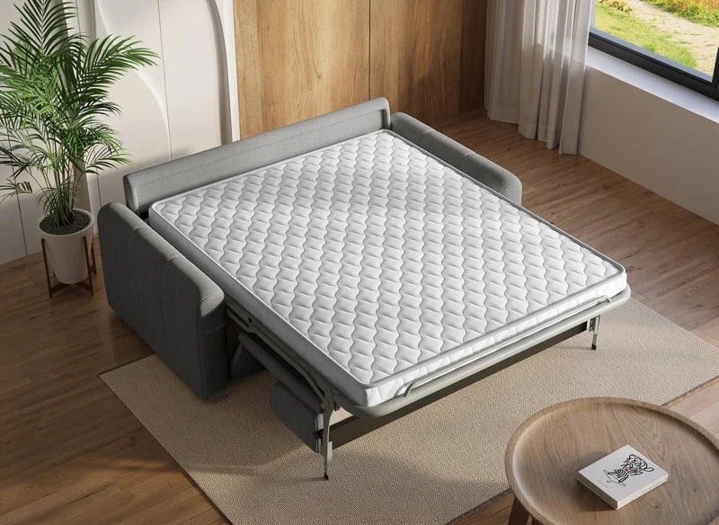 Canapé convertible express 3 places en tissu gris ISANDRO