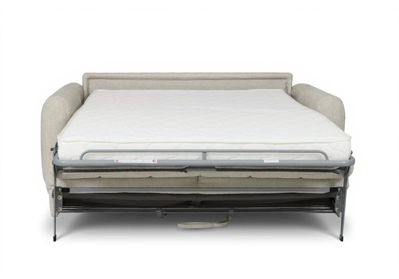 Canapé convertible express 3 places en tissu beige ISANDRO