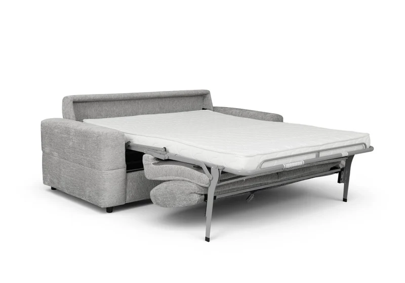 Canapé convertible express 3 places en velours chiné gris clair AMAURY