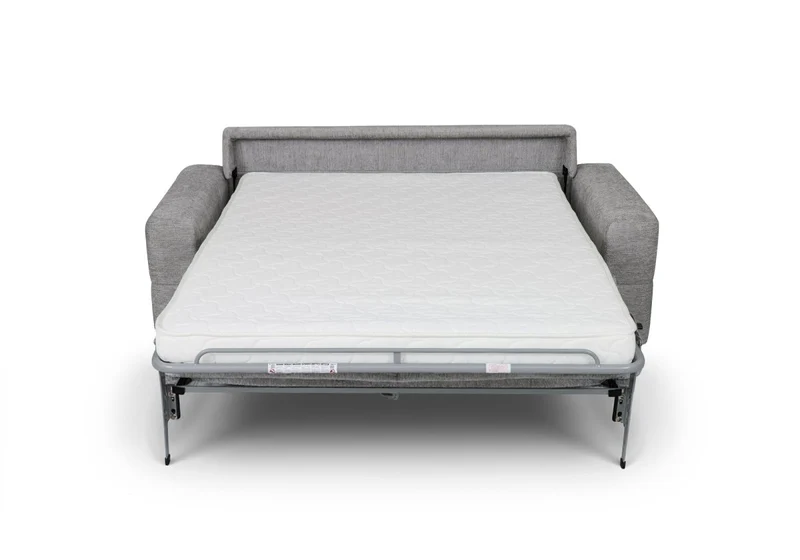 Canapé convertible express 3 places en velours chiné gris clair AMAURY