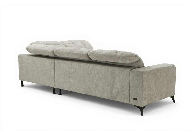 Canapé d'angle relax électrique en velours chiné beige ALVAR - Angle droit