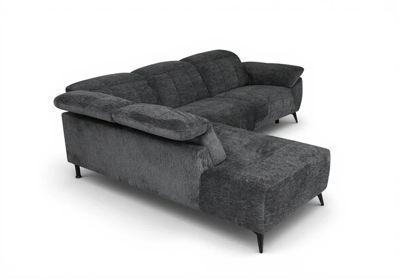 Canapé d'angle relax électrique en velours chiné gris SOLINA - Angle gauche