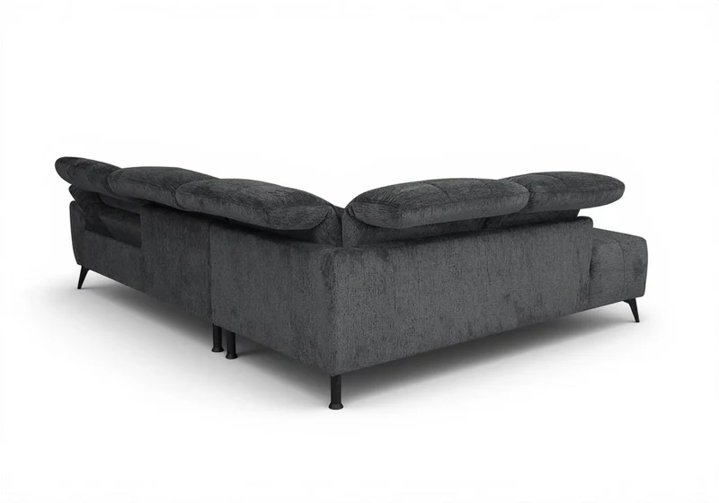 Canapé d'angle relax électrique en velours chiné gris SOLINA - Angle gauche