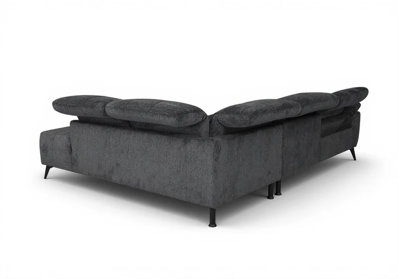Canapé d'angle relax électrique en velours chiné gris SOLINA - Angle droit