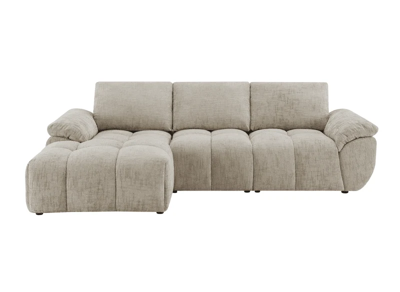 Canapé d’angle relax électrique en velours chiné taupe ALPES - Angle gauche