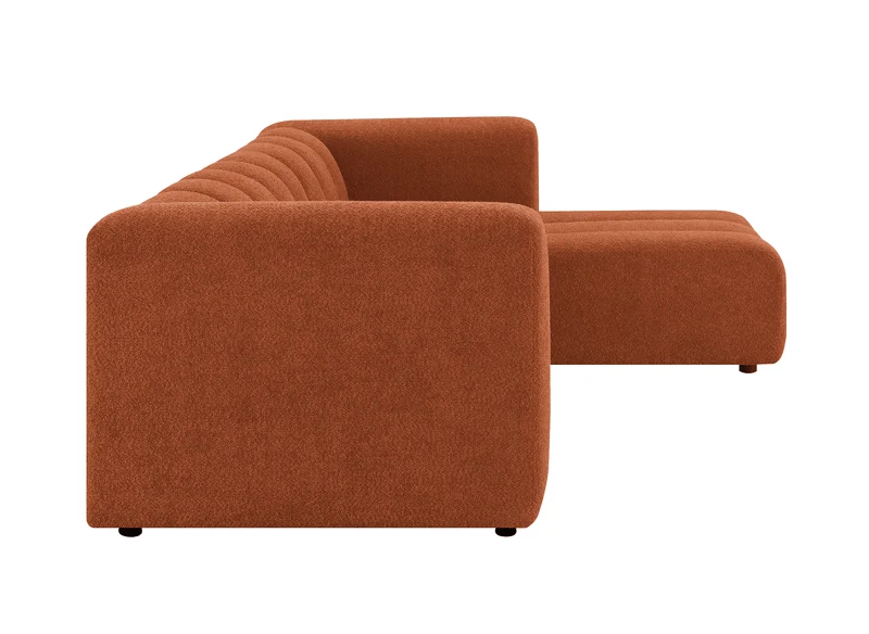 Canapé d'angle réversible en tissu bouclette terracotta AELIS