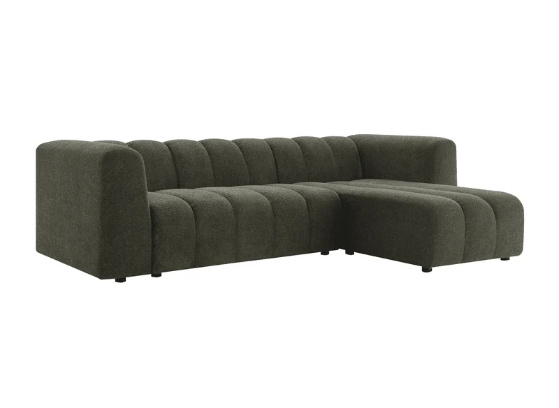 Canapé d'angle réversible en tissu bouclette vert AELIS