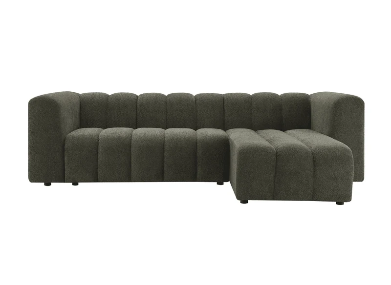 Canapé d'angle réversible en tissu bouclette vert AELIS