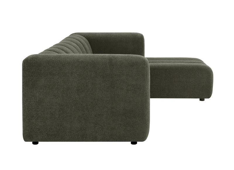 Canapé d'angle réversible en tissu bouclette vert AELIS