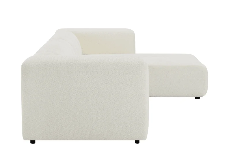 Canapé d'angle réversible en tissu bouclette écru AELIS