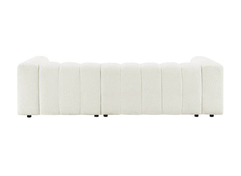 Canapé d'angle réversible en tissu bouclette écru AELIS