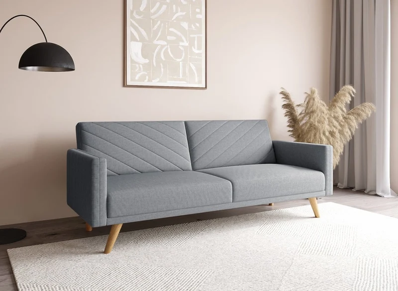 Canapé 3 places convertible scandinave en tissu gris BALDER