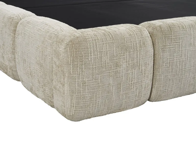 Lit coffre en velours chiné taupe 180x200 cm BUBBLE