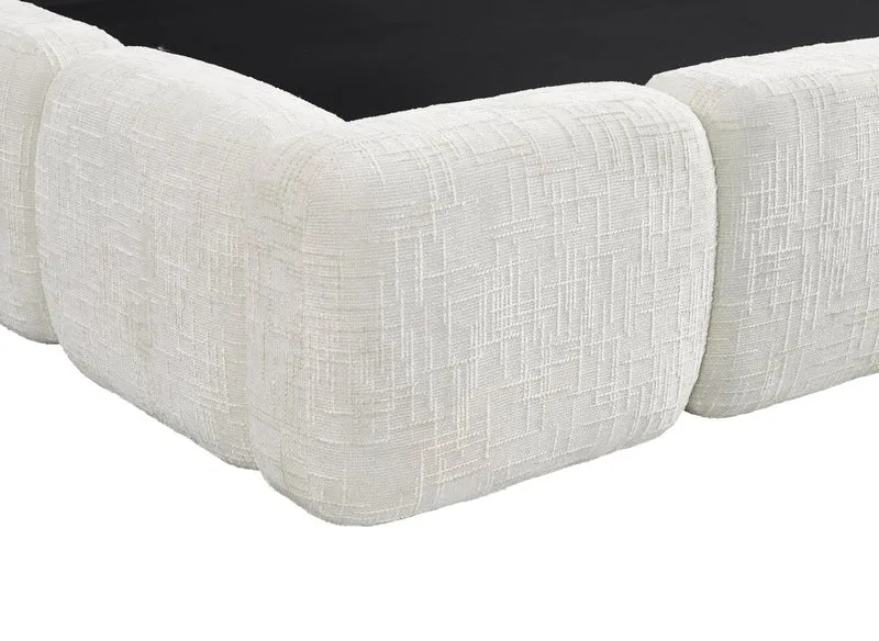 Lit coffre en velours chiné beige 180x200 cm BUBBLE