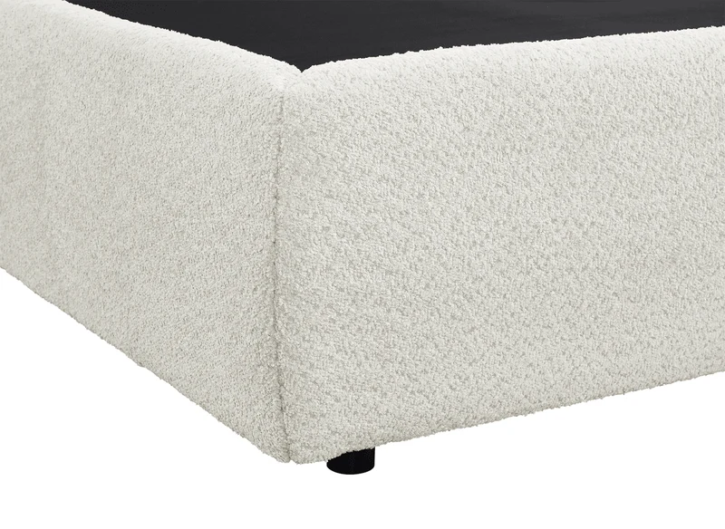 Lit coffre en tissu bouclette beige 180x200 cm MELY