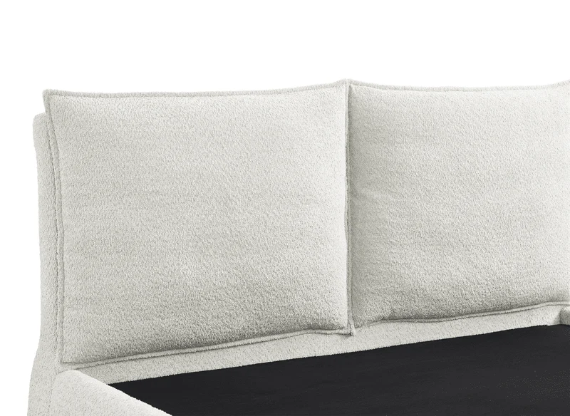 Lit coffre en tissu bouclette beige 160x200 cm MELY