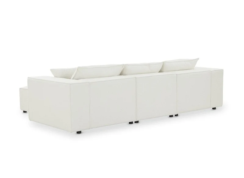Canapé d'angle modulable en tissu effet peau de mouton blanc écru HARLEM