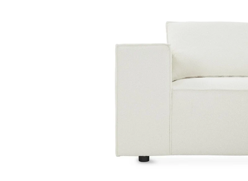 Canapé d'angle modulable en tissu effet peau de mouton blanc écru HARLEM