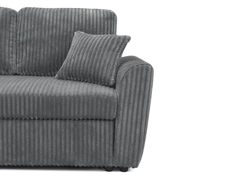 Canapé d'angle convertible et réversible avec coffre en velours côtelé épais gris ADRYEN