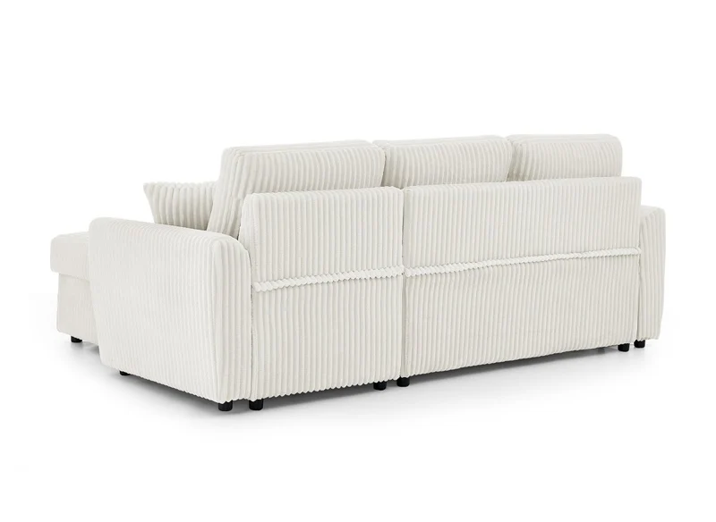 Canapé d'angle convertible et réversible avec coffre en velours côtelé épais beige ADRYEN