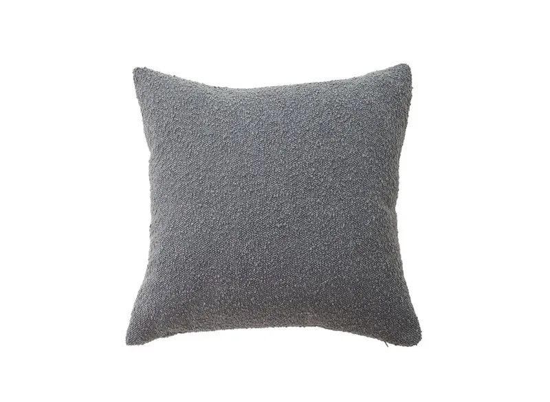 Coussin carré 45x45 cm en tissu effet peau de mouton gris foncé EDEN