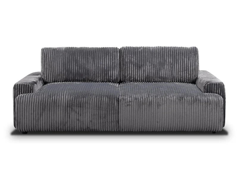 Canapé convertible 3 places avec coffre en velours côtelé épais gris MILO