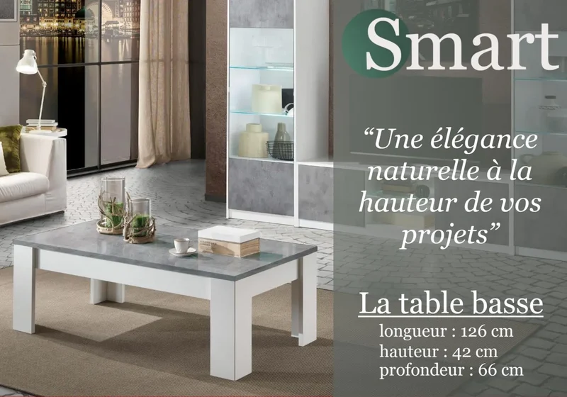 Mur tv laqué blanc gris led SMART