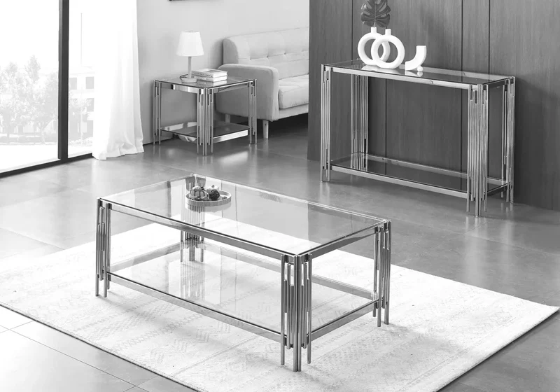 Console argentée verre - Eve
