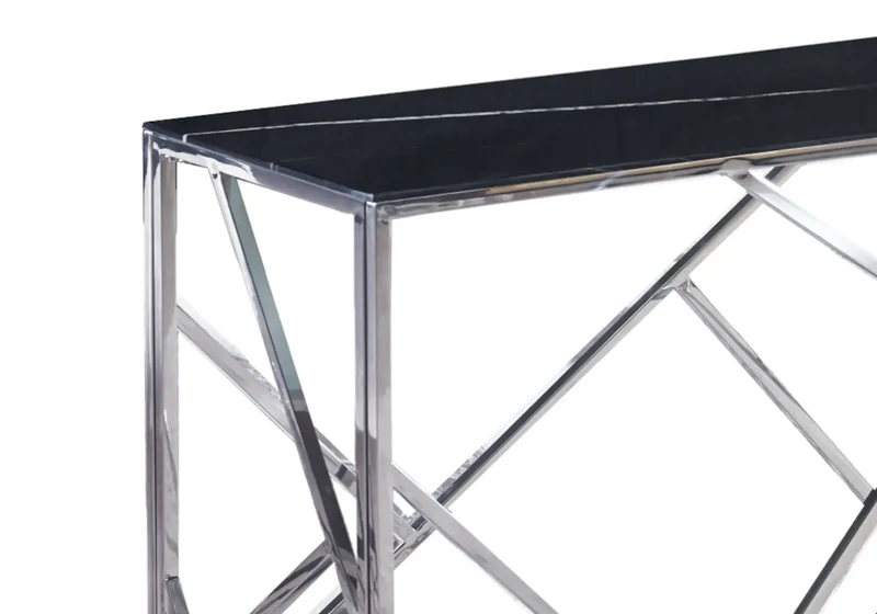 Console design chromé marbre noir - Ilea