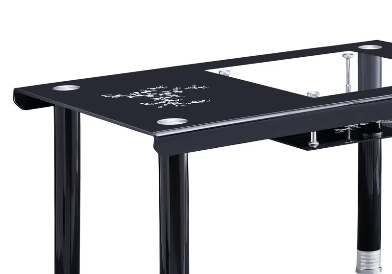 Table manger verre trempé noir - Ely