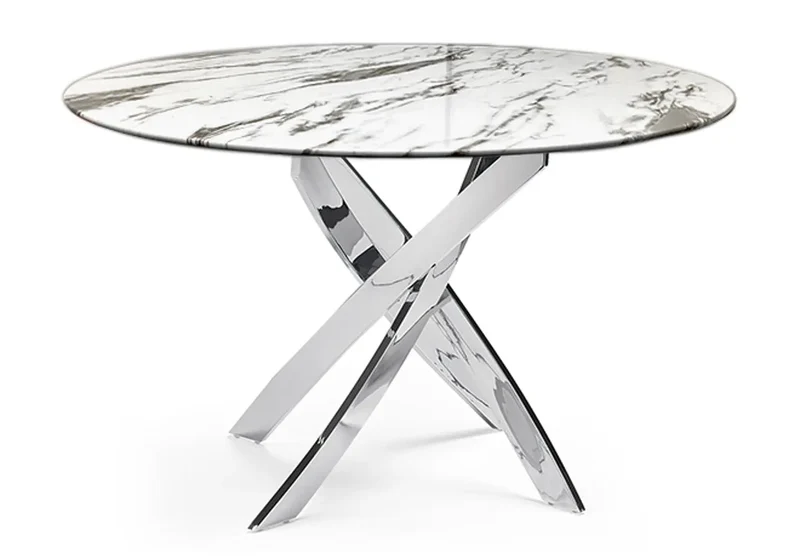 Table marbre blanc 6 chaises grises - Design