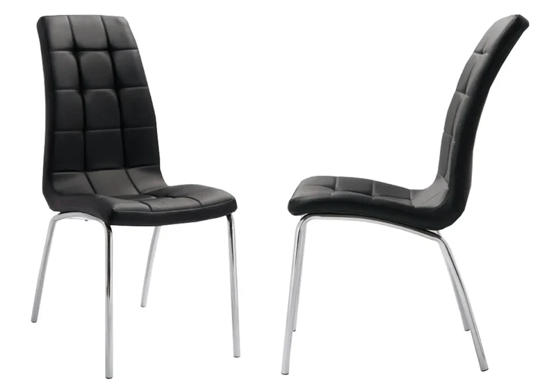 Table marbre blanc 6 chaises noires - Design