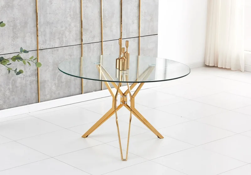 Table ronde doré verre trempé - Iva