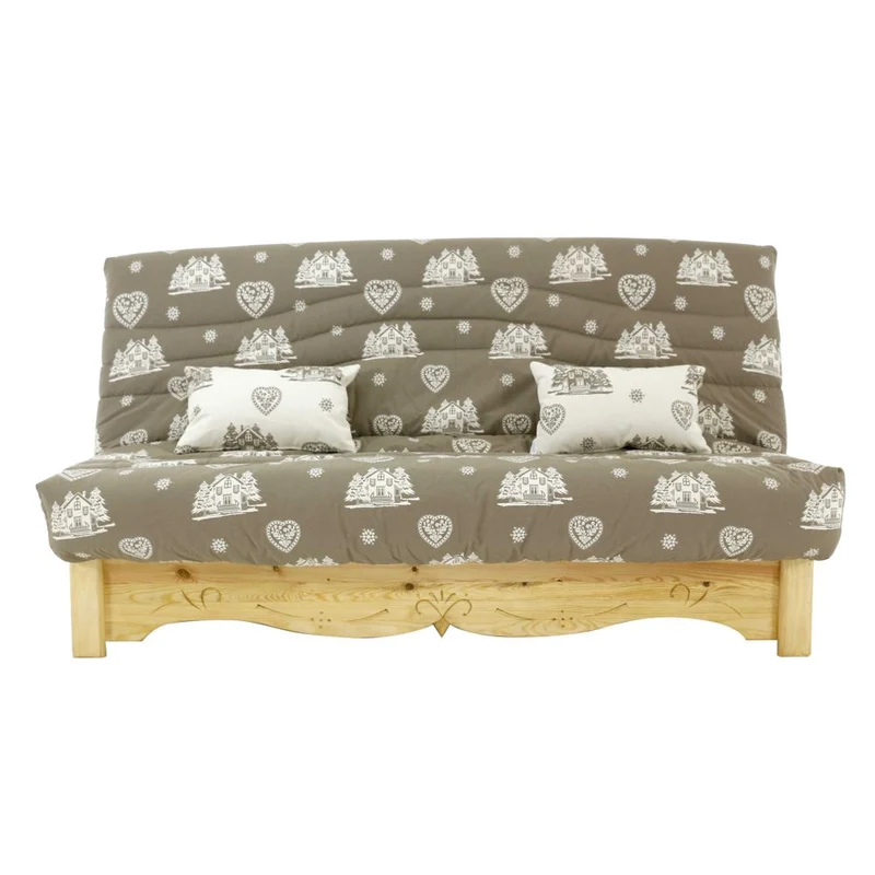 Housse de canapé convertible Clic clac 130 x 190 cm coeurchevel taupe Aspin