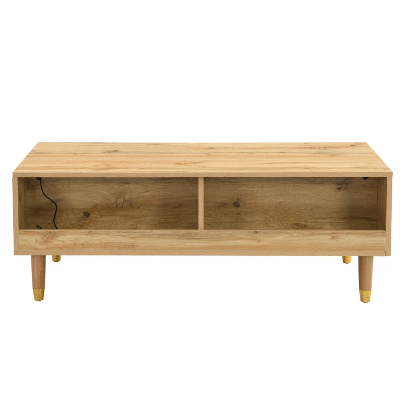 Ensemble meuble TV avec table basse effet bois et éclairage LED 2 pièces COPPERCANYON