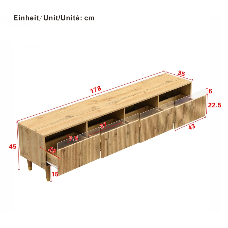 Ensemble meuble TV avec table basse effet bois et éclairage LED 2 pièces COPPERCANYON