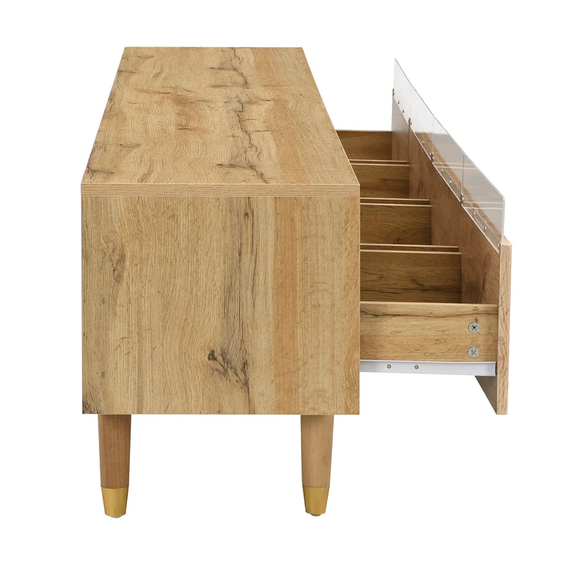 Ensemble meuble TV avec table basse effet bois et éclairage LED 2 pièces COPPERCANYON