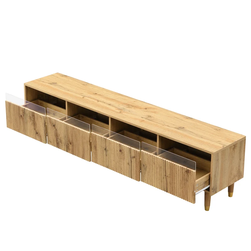 Ensemble meuble TV avec table basse effet bois et éclairage LED 2 pièces COPPERCANYON