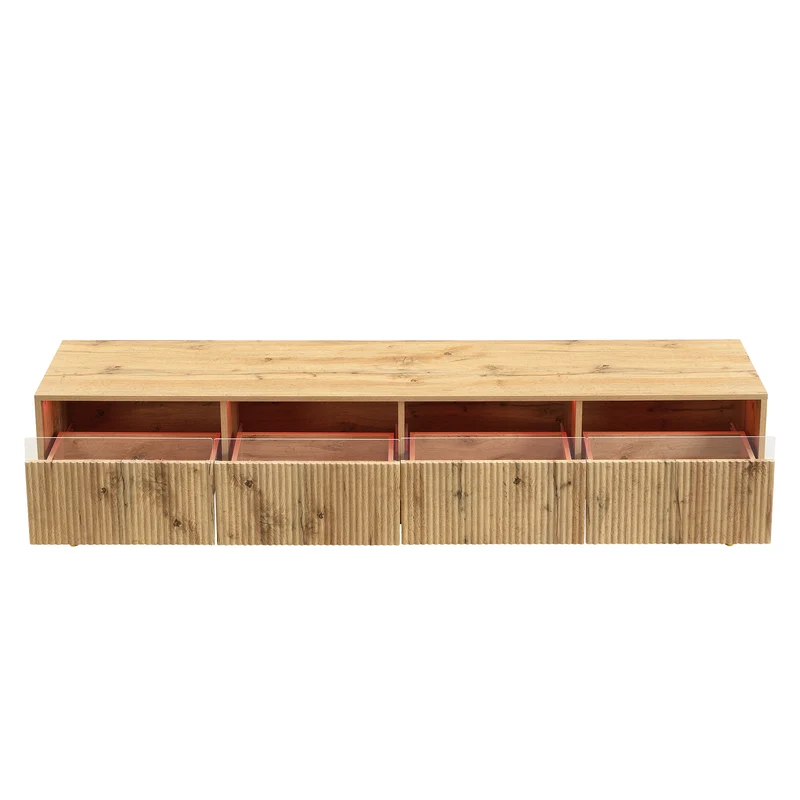 Ensemble meuble TV avec table basse effet bois et éclairage LED 2 pièces COPPERCANYON