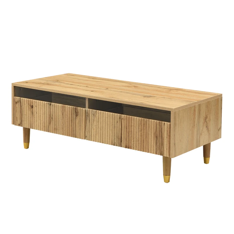 Ensemble meuble TV avec table basse effet bois et éclairage LED 2 pièces COPPERCANYON