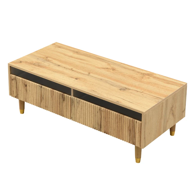 Ensemble meuble TV avec table basse effet bois et éclairage LED 2 pièces COPPERCANYON