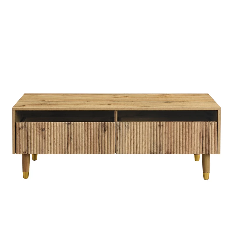 Ensemble meuble TV avec table basse effet bois et éclairage LED 2 pièces COPPERCANYON